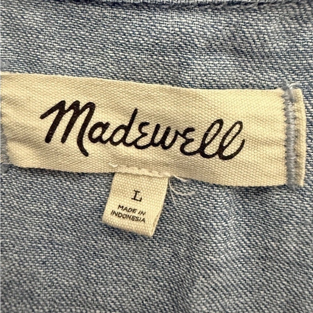 Madewell Denim Side-Tie Shirt in Aurea Wash 100% Cotton Size Large - Picture 7 of 10